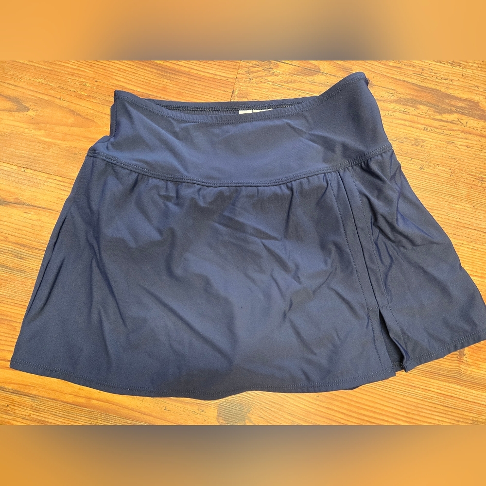 Kim Rogers navy swimskirt M pristine wide waistband lined bikini comfy cute